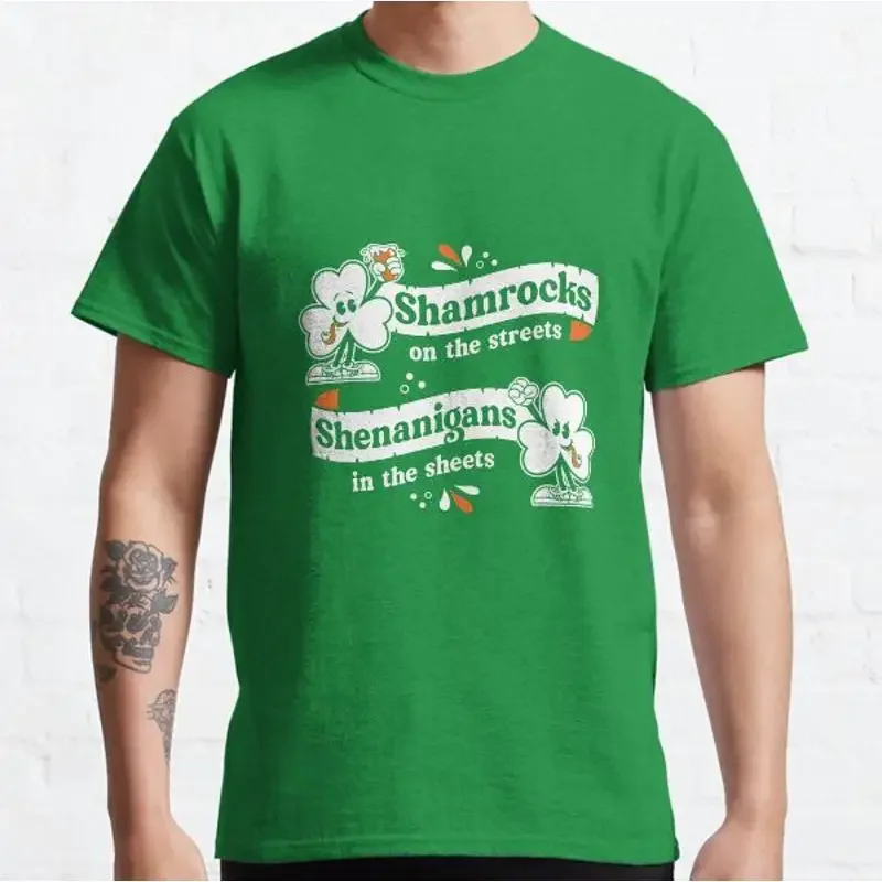Shamrocks On The Streets St Paddys Irish Vintage Cartoon Classic T Shirt