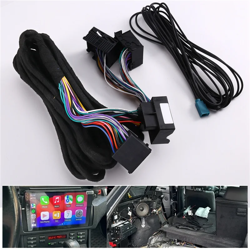 Android For BMW E46 E38 E39 E53 X5 M3 M5 Head Unit Extension Harness 6M 17+ 40 Pin Fakra Antenna To Radio Power Wiring