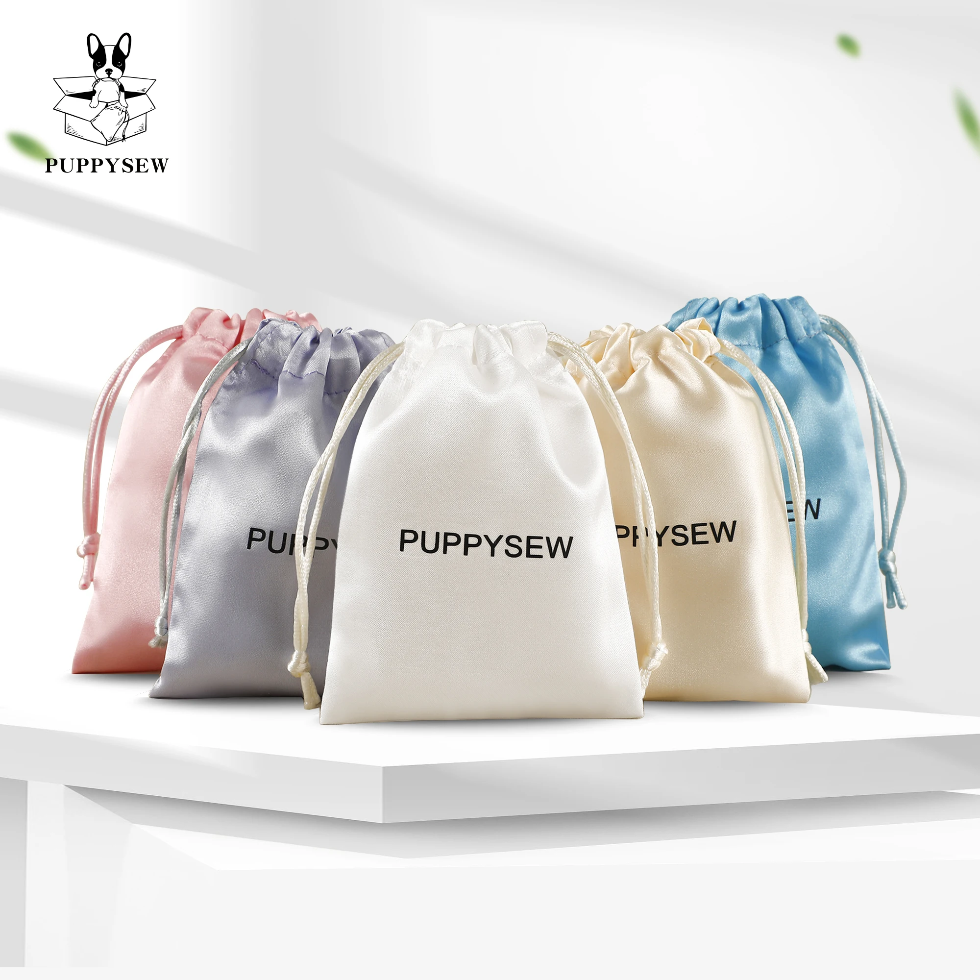 100 Purple satin drawstring pouch personalize logo custom dust bag jewelry packaging pouch printing wholesale gift packaging