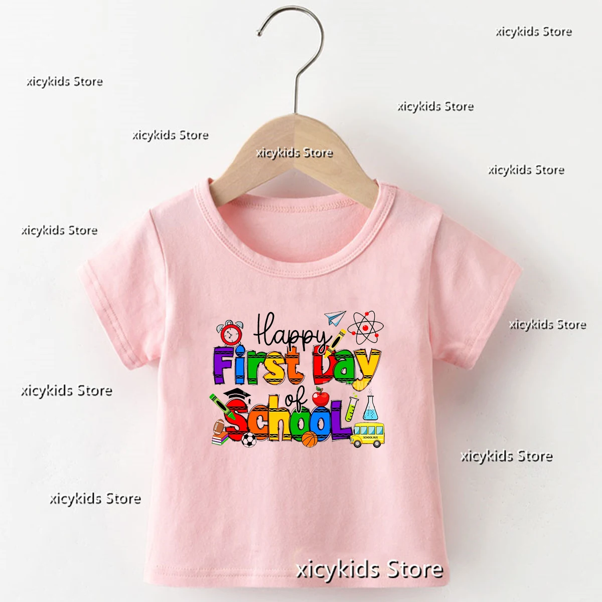 Schule Alphabet Doodle Buchstaben Grafik Gedruckt T-shirt Fashiona Jungen Und Mädchen T-Shirt Nette Kinder T Shirt Weiß Kurzarm Tops