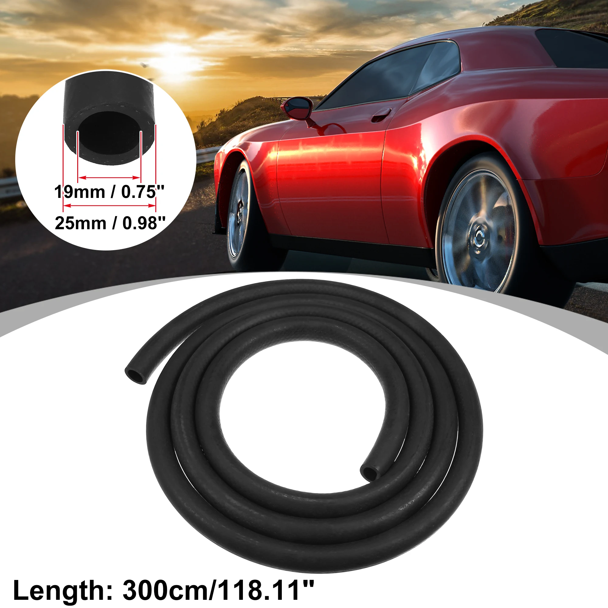 

Uxcell Car Flexible Straight Heater Hose Multi Purpose Hose Rubber Black 300cm 118.11" Length 19mm 0.75" Inner Diameter