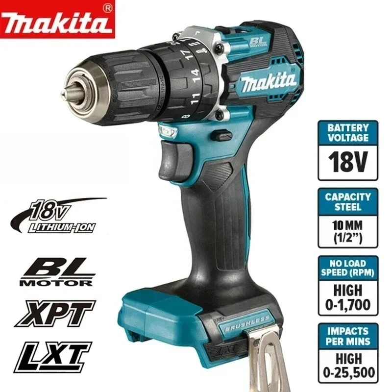 Makita DDF487 Cordless Hammer Driver Drill 18V LXT Brushless Motor Impact Electric Screwdriver Variable Speed Power Tool