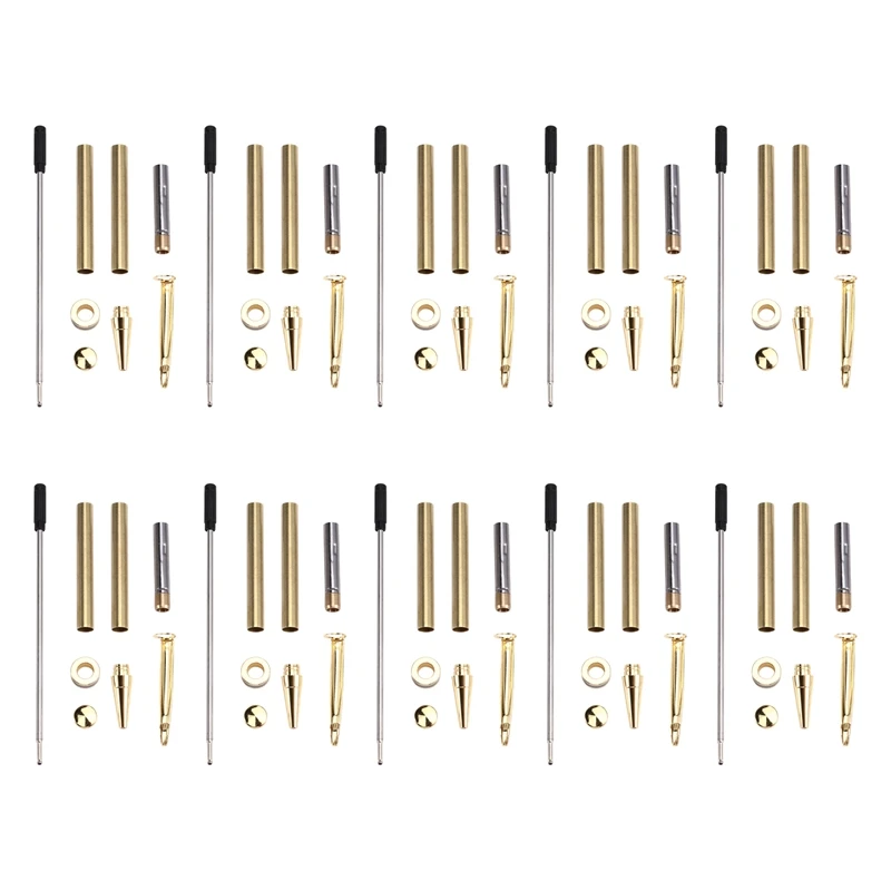 10 Set Pen Making Kit Twist Ballpoint Pen Kit with Refill Copper Pen Turning Supplies for Pen Making Classroom Teacher-A69M