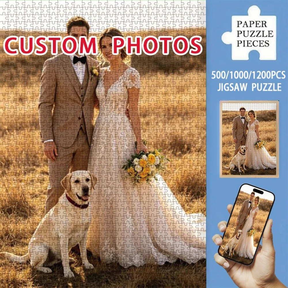 35/300/500/1032 Stück Personalisiertes Foto-Puzzle mit Hochzeitsfotos als Geschenk zum Geburtstag, zur Hochzeit oder zum Valentinstag