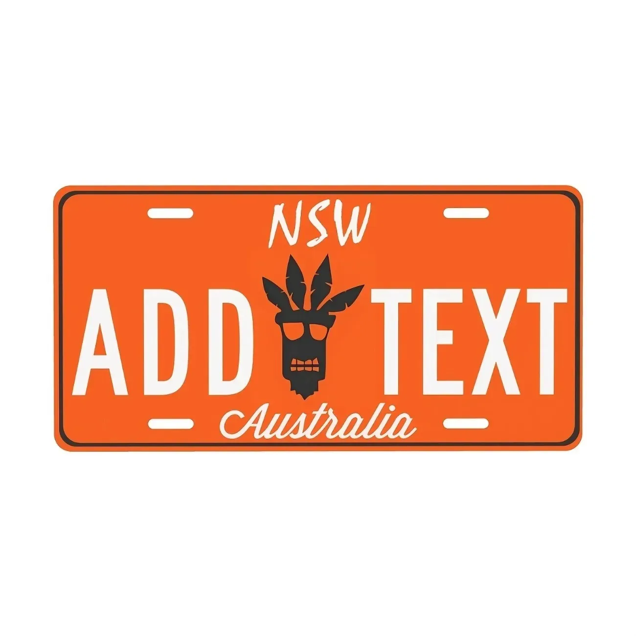 Customizable Orange Base NSW Australia Tiki Skull Metal Decorative Plaque, Personalized Text Wall Decor (Only For Decoration)