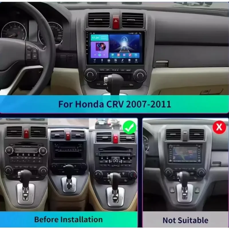 

9-дюймовый Android 13,0 4 ГБ + 64 ГБ автомобильный GPS-навигатор мультимедийный плеер радиомагнитофонный рекордер головного устройства Carplay для Honda CR-V 2007-2011