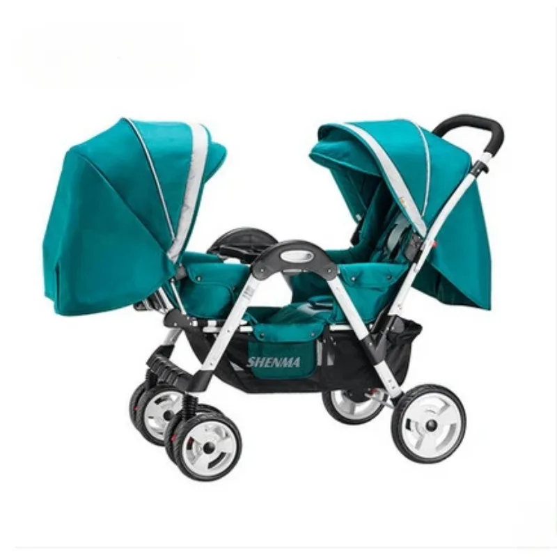 

Складная коляска для двойни с передним и задним сиденьями, двойная коляска-трость для сидения и лежания, легкая коляска-трость для путешествий