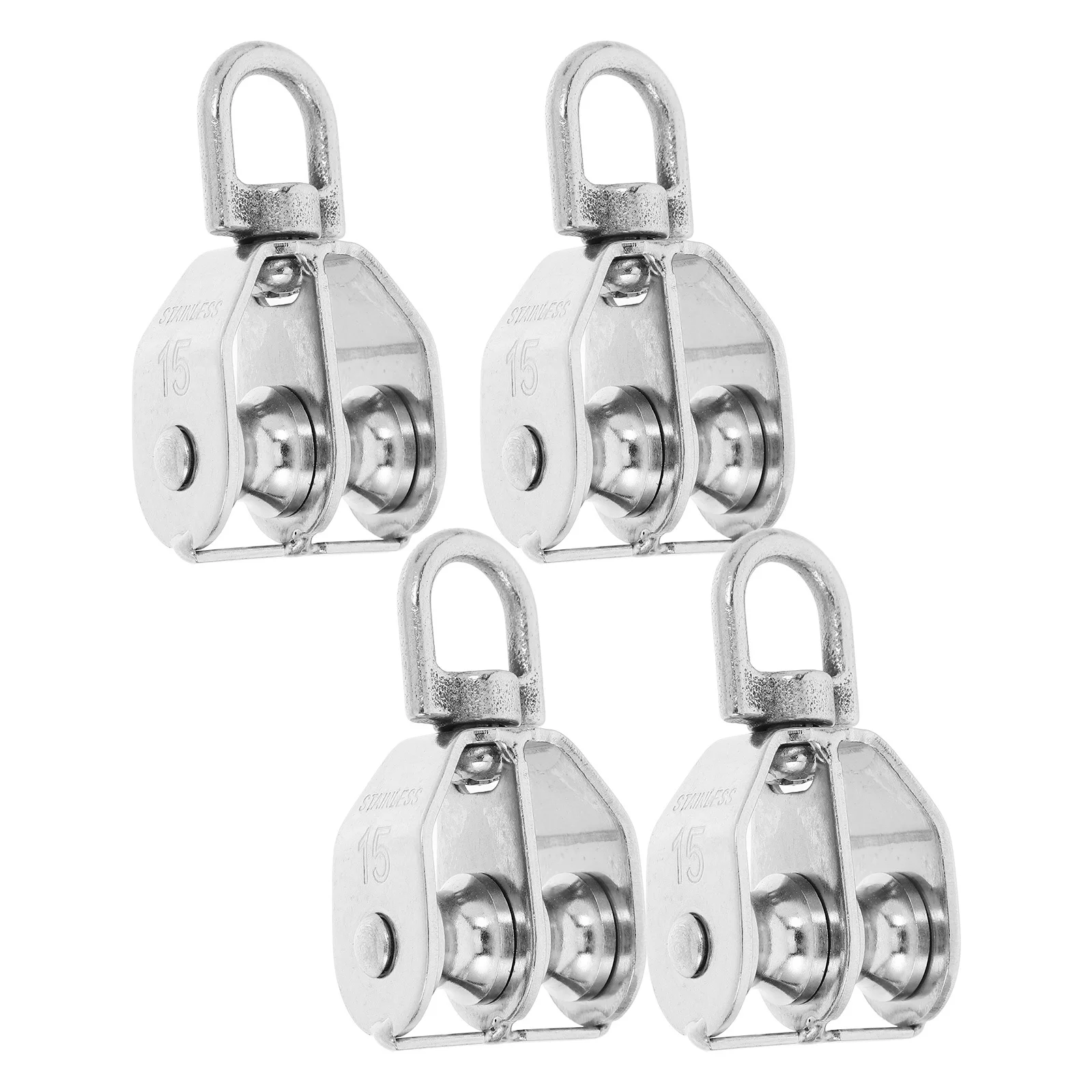 

4Pcs Stainless Steel Pulley Set Single Double Wheel Heavy Duty Lifting Material Handling Durable Portable Double Fitness Pulley