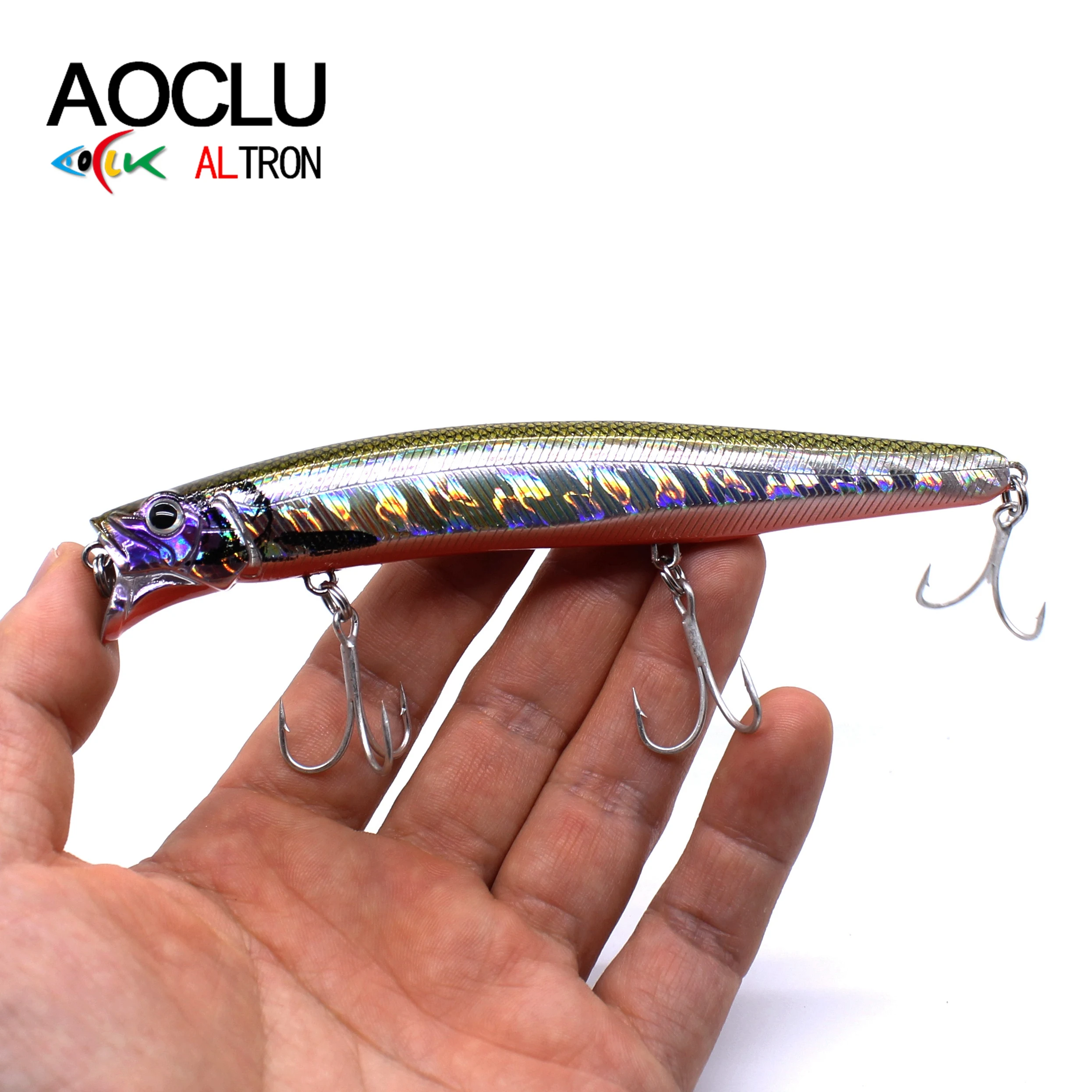 AOCLU Schwimm Wobbler 13cm 21g Harten Köder Minnow Angeln Locken Meer Bass Frische Hybird VMC Haken Magnet Gewicht transfer Flach Dive – Detail 2