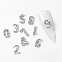 10pcs (0-9) Fixed Mixed Silver Gold Number Nail Art Decorations Glitter 3D Alloy Phone Case Accessory DIY