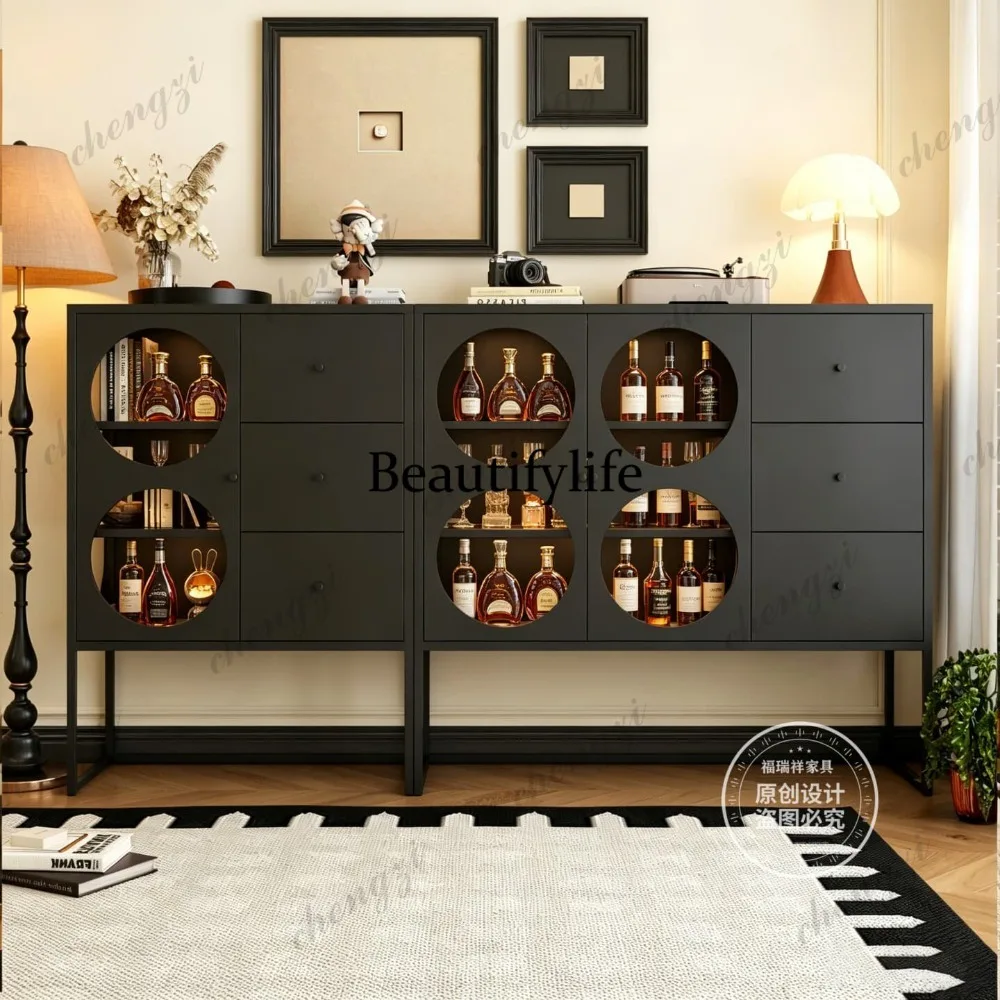 

Medieval wine cabinet Living room multi-functional display cabinet Locker floor-to-ceiling glass door