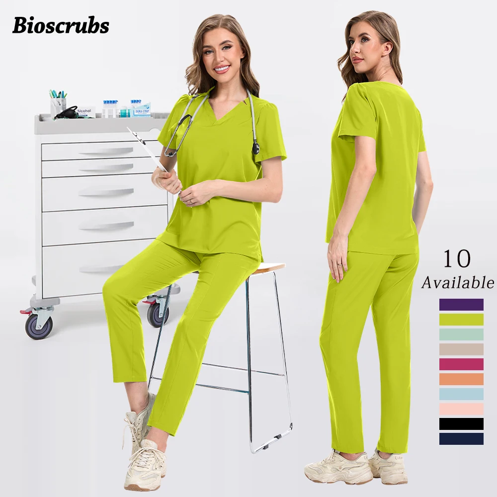 

Beauty Costume Women Clinical Top Pants Medical Nurse Uniforms Hospital Nursing Clothes Dentistry Scrubs Set Doctor Dentist Wear