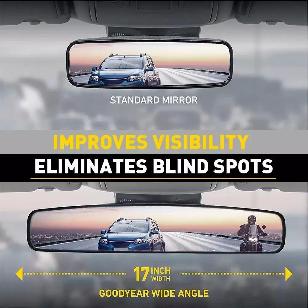 1PCS Car Rear View Mirror Wider Longer Adjustable View Mirror Large Field Of View Curved Mirror Car Mirror Interior Accessories