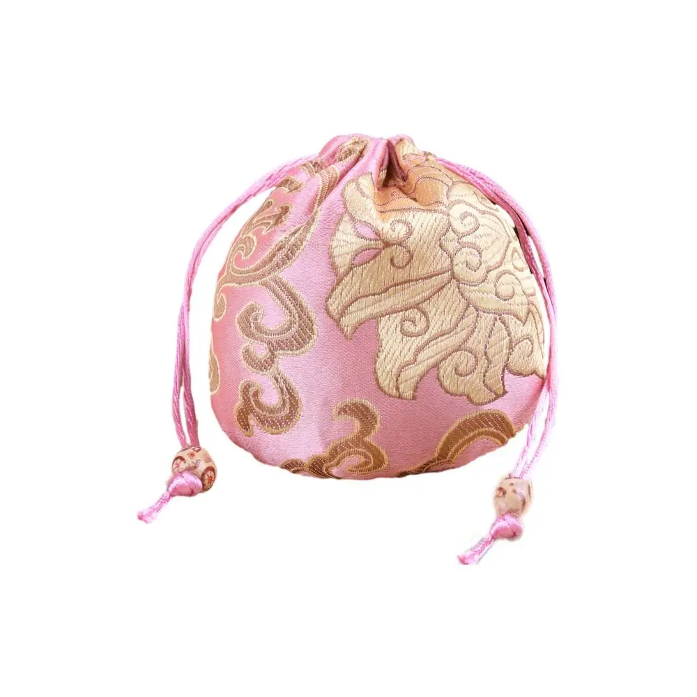 

Floral Embroidery Flower Drawstring Bag Chinese Style Jewelry Packing Bag Small Coin Purse Wallet Large Capacity Hanfu Wrist Bag