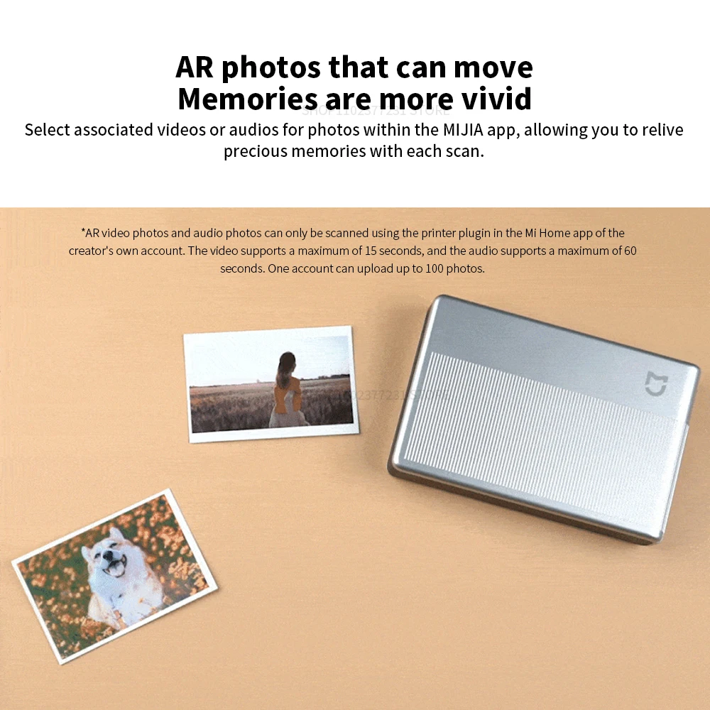 2025 Xiaomi Mijia Pocket Photo Printer 1S AR Photo Printing Multiple Colors Pocket Portable Lightweight Portable Shared Printing