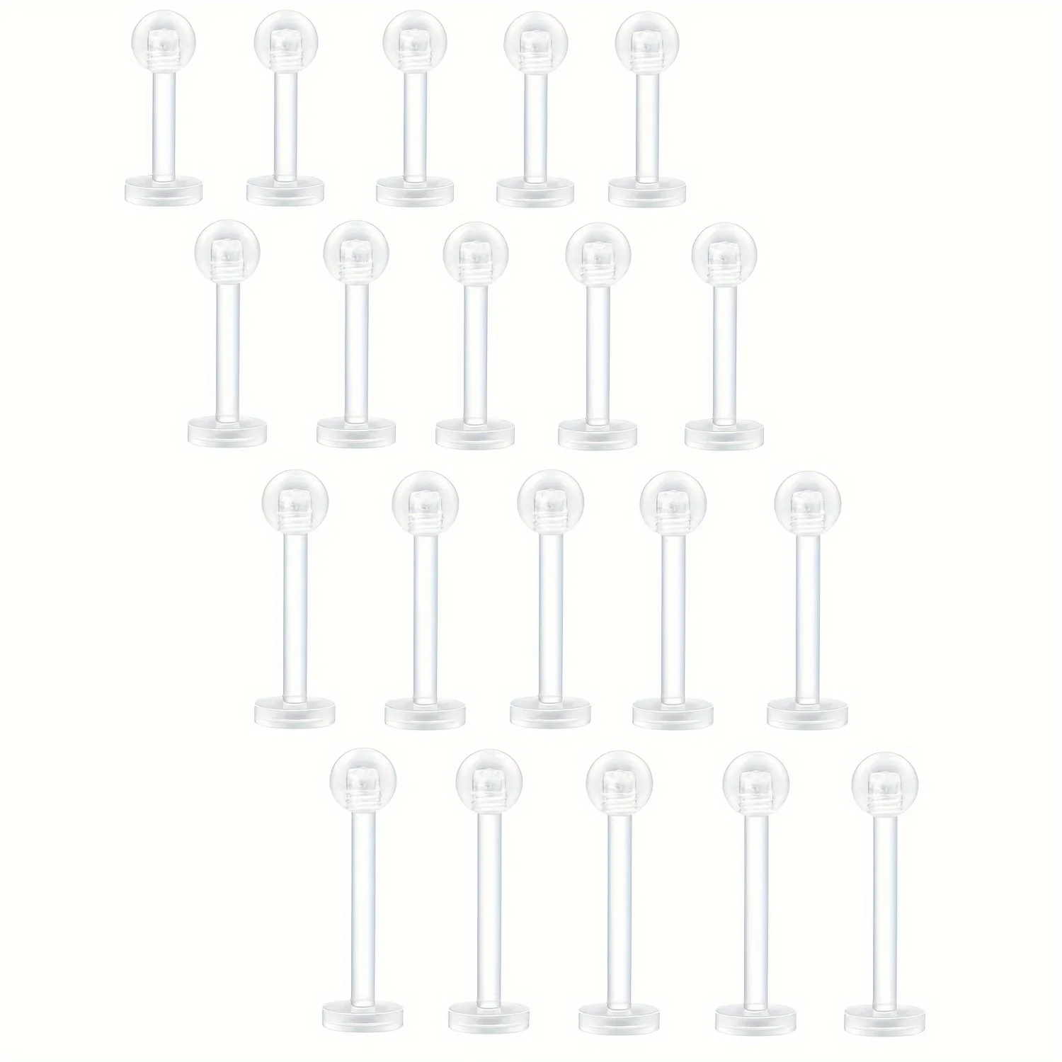 Transparent Acrylic Bioflex Tragus Retainer Lip Studs, 10-20pcs Set