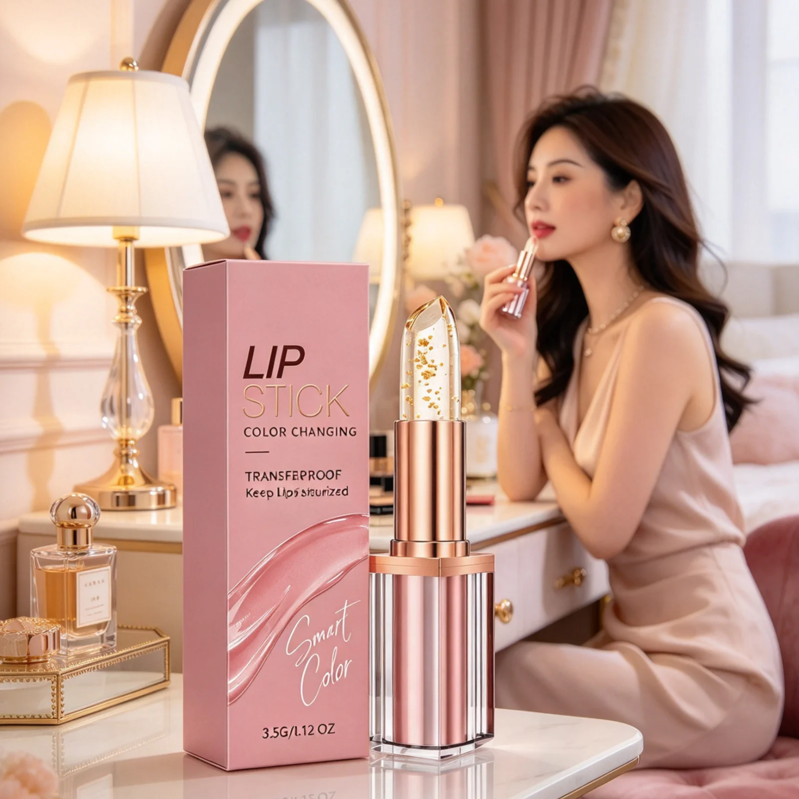 Gold Foil Color Changing Lipstick Long Lasting Moisturizing Deeply Nourishing Skin Barrier Protection Mild Magic Color Lip Balm