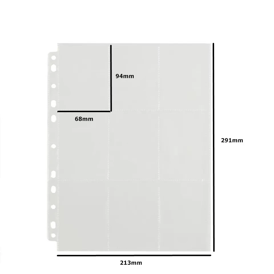 10Sheet/Set Card Protector Sleeves 9 Pocket Gaming Trading Card Album Photocard Holder for Stickers Stamps Card Page Storage