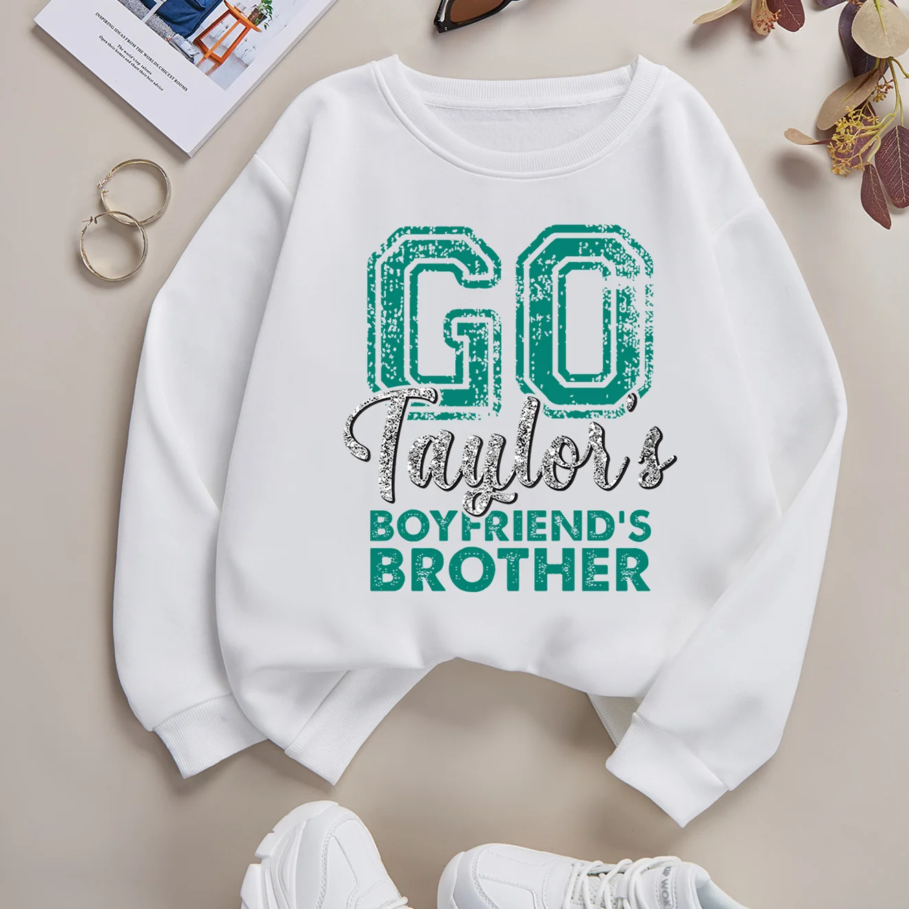 

Go TaylorS Boyfriend Loose-fit Casual Round Neck Sweatshirt Slimming Long Sleeve Top Woman Coat