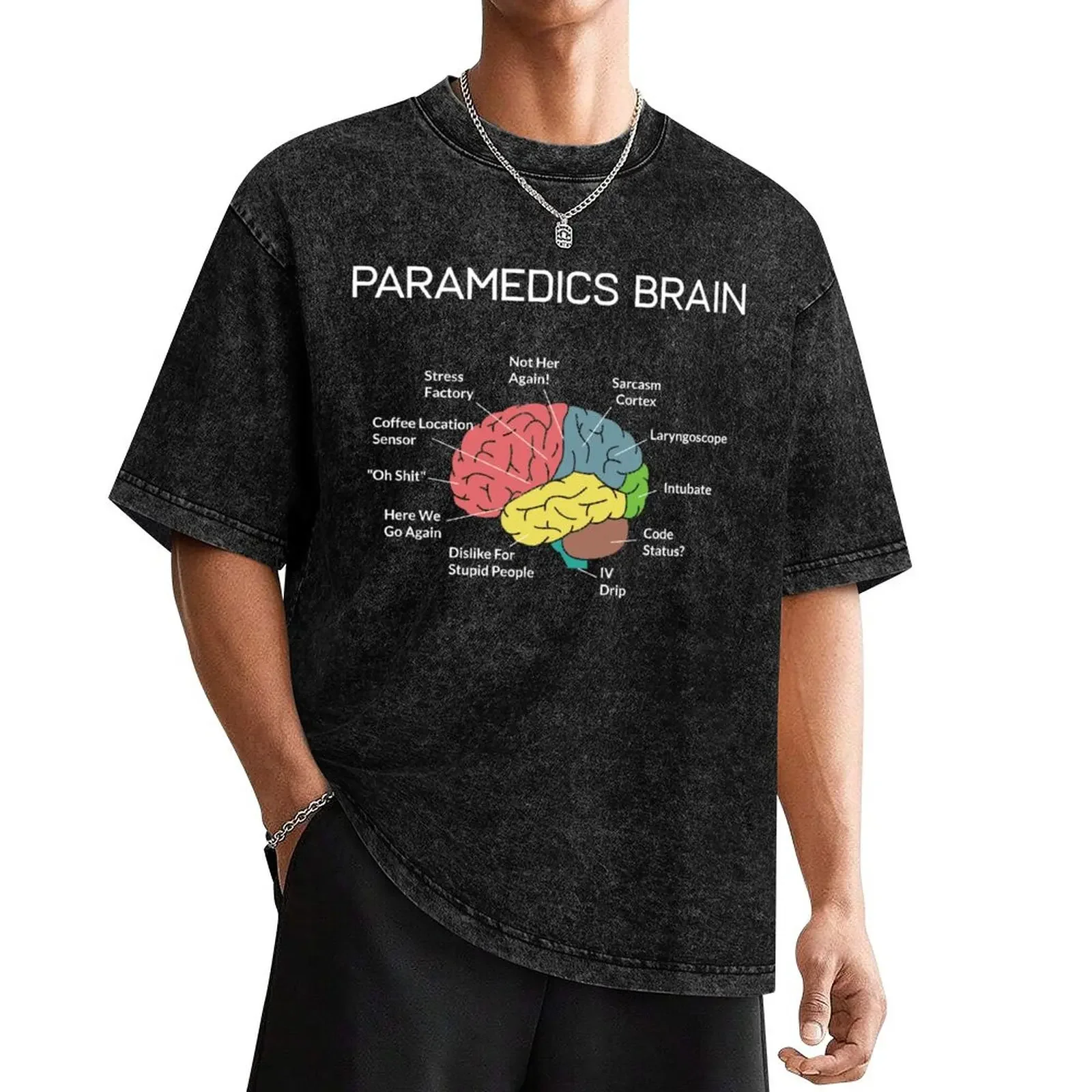 Paramedics Brain Funny EMS EMT Paramedic Thin White Line T-Shirt boys whites baggy shirts graphic t shirts mens funny t shirts