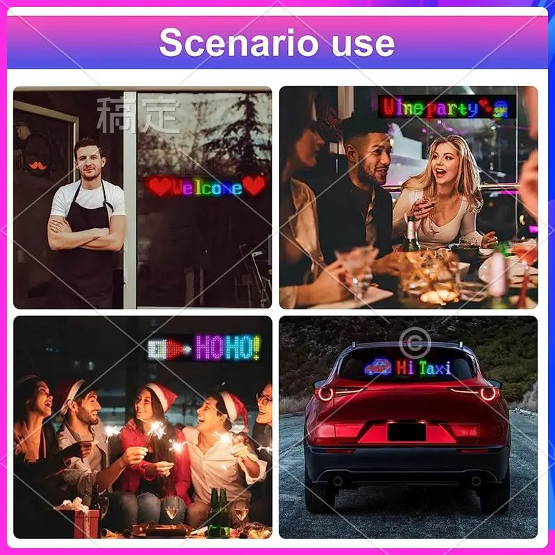 T24C LED-Pixel-Panel, USB 5 V, flexibles LED-Modul, RGB-Scrolltext, Animationsanzeige, Bluetooth-App, 16 x 64 LEDs, 9,2 x 37,2 cm, einfaches T