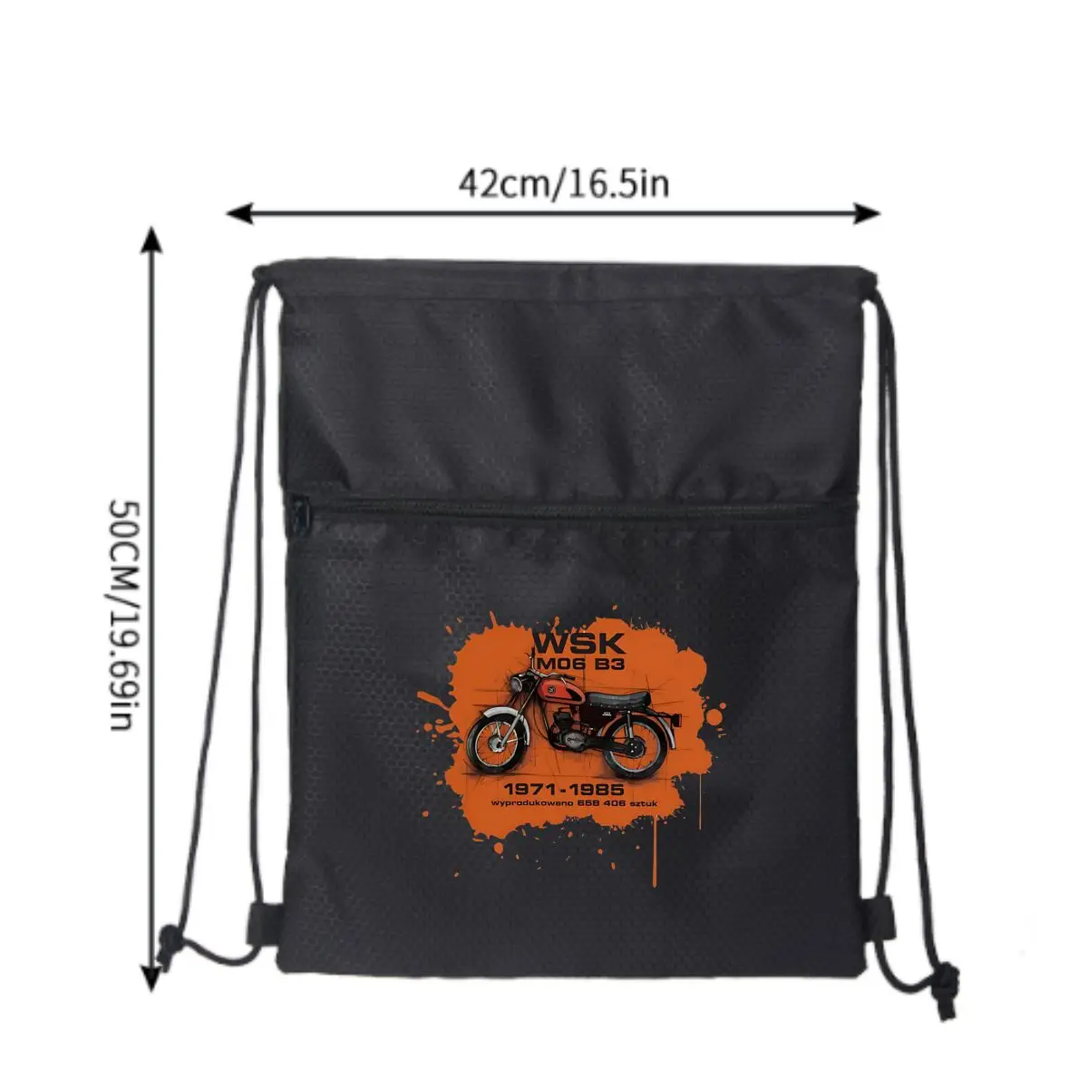 WSK MOB 83 Retro Bike Design Durable Drawstring Zipper Bag