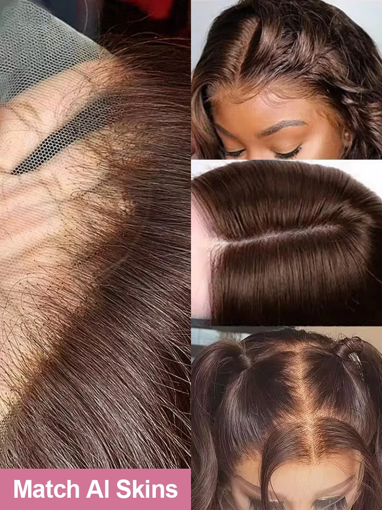 30 Inch Chocolate Brown 13x4 Lace Front Human Hair Wigs 200% High Density Bone Straight HD Lace Frontal Wig For Women Cheap Wig image 4