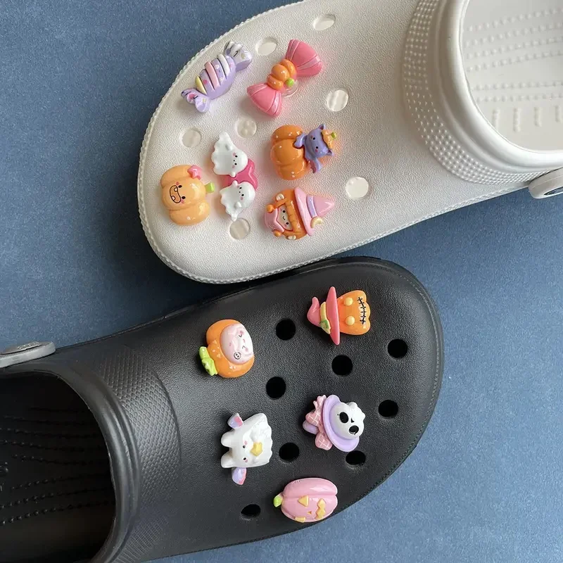 11pcs Halloween Pumpkin Cartoon Shoe Charms Set Resin DIY Shoe Decorations Perfect for Slipper Accessories Halloween Party Gifts