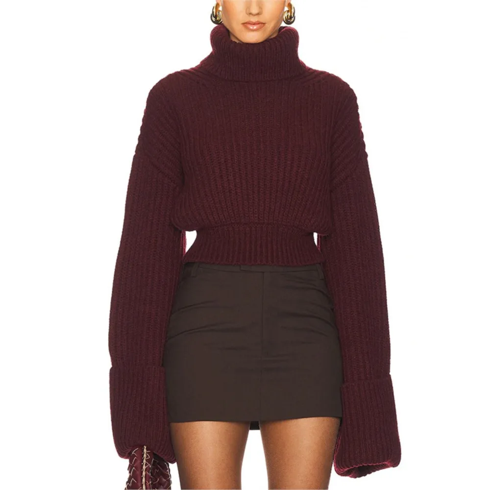 MsChuh Women's Jumper Pull Femmes All-match Loose Simple Style Sweater Comfortable Elegant Retro Commuting High Neck Solid Color