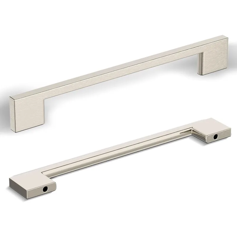 

10 Pack 160mm Kitchen Square Cabinet Handles Satin Nickel Cabinet Pulls Brushed Nickel Drawer Pulls Kitchen Cabinets