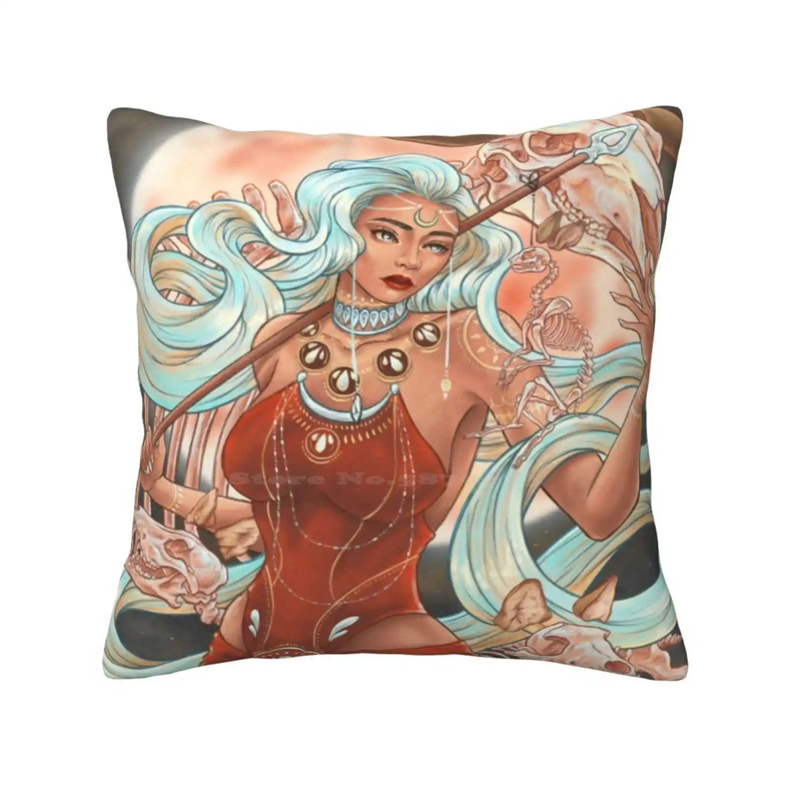 Lightning Witch ( August ) Pillows Case Bedroom Home Decoration Witchcraft Lightning Goddess Procreate Line Drawing Digital