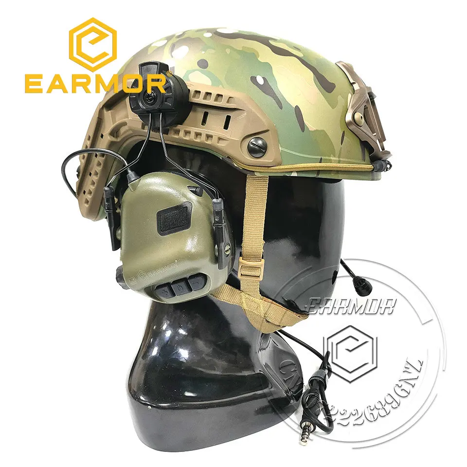 EARMOR M32H MOD4 Tactical Headset ARC Rail Adapter Set Noise Canceling Aviation Communication Softair Headphones