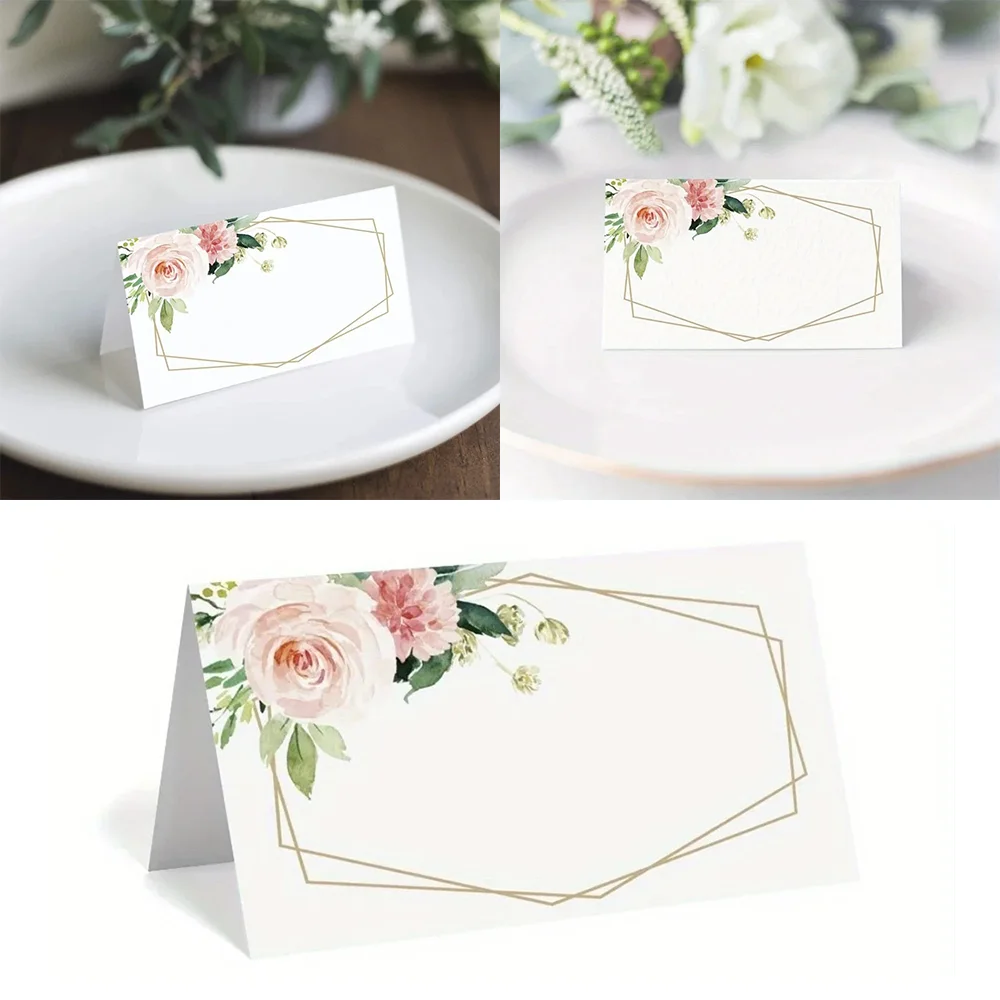 10/25/50 Uds. Patrón de rosas, mesa de asiento para banquete de boda, tarjeta, número, nombre, tarjetas de lugar, festival, fiesta de cumpleaños, regalo, tarjeta de felicitación