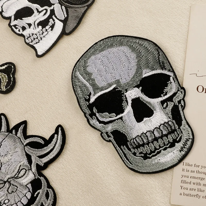Schädel bestickte Patches für Kleidung Eisen auf Nähen Stoff Aufkleber Thermo Jacke Jeans Strijk Diy Mochila Parches – Detail 10