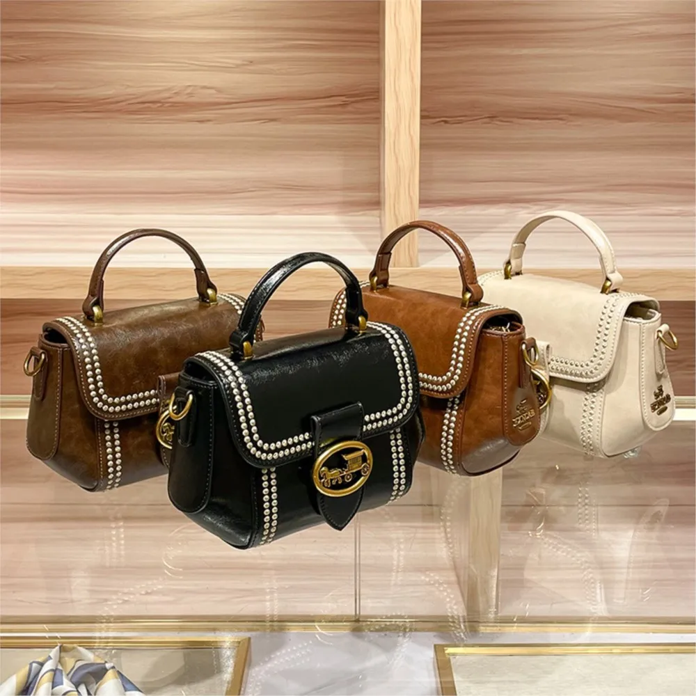 High end designer handbag for women 2026 new autumn and winter vintage wide shoulder strap fashionable single shoulder crossbody