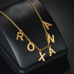 Acheerup Personalized Multiple Letters Necklace for Women Custom Stainless Steel Zircon Nameplate Pendant Choker Jewelry Gift
