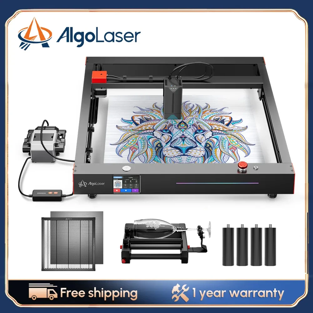 Algolaser Delta 22W Laser Engraver with Touch Screen Air Pump Rotary Roller Raier Feets Honeycomb Table Protection Cover Sets