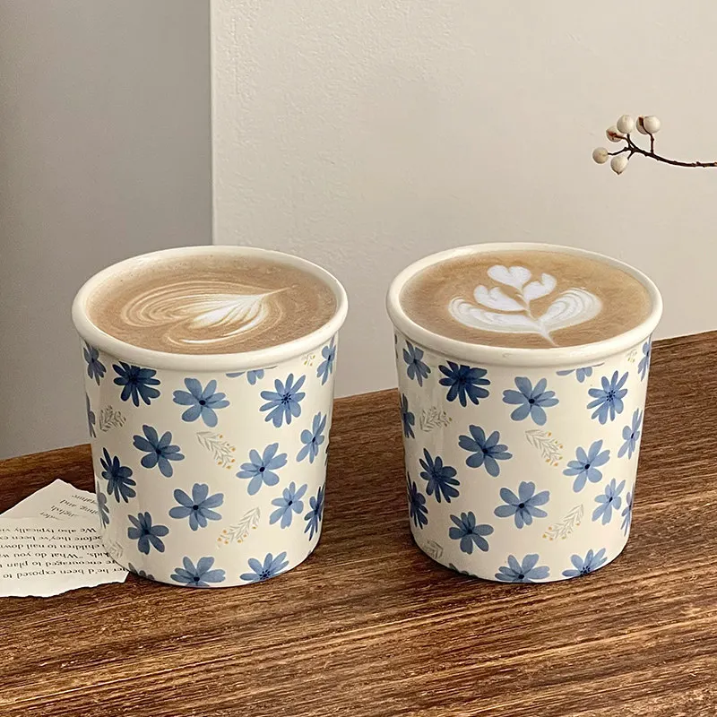 Blue Print Vintage Coffee Cup 2026 New Good-looking Household Breakfast Milk Mugs 350ml Exquisite Couple Ceramic Water Cup