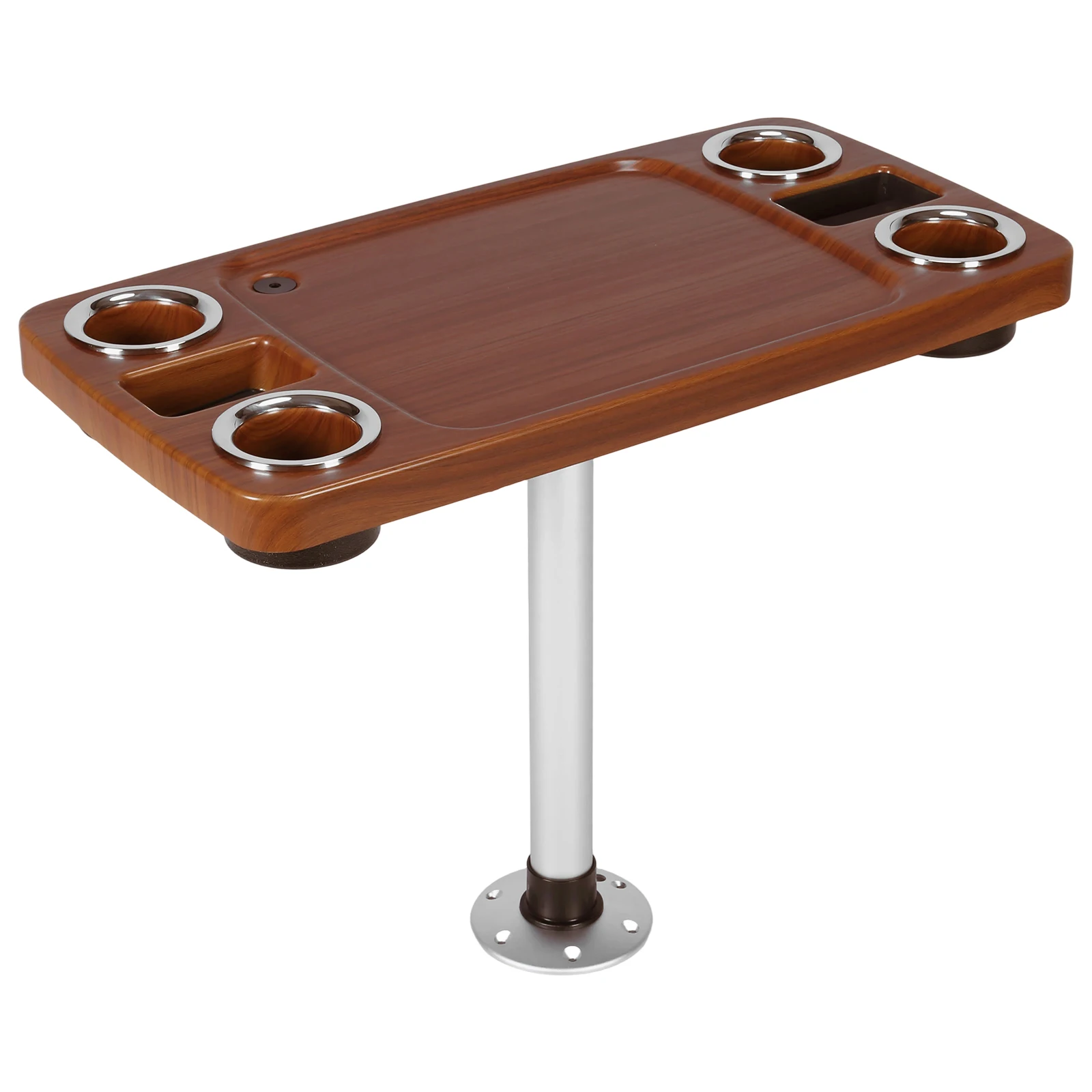 

Marine Bistro Bar Table 4 Drink Holders 2 Phone Stands 34X18 Inch Utility Boat Bar Organizer Table Plastic Ship Accessories