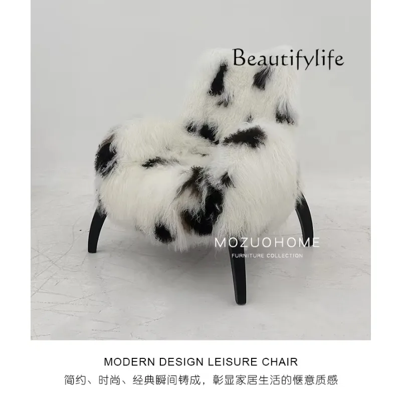 Nova moda nórdica criativa modelo de lã real quarto único sofá hotel sala estar casa cadeira lazer