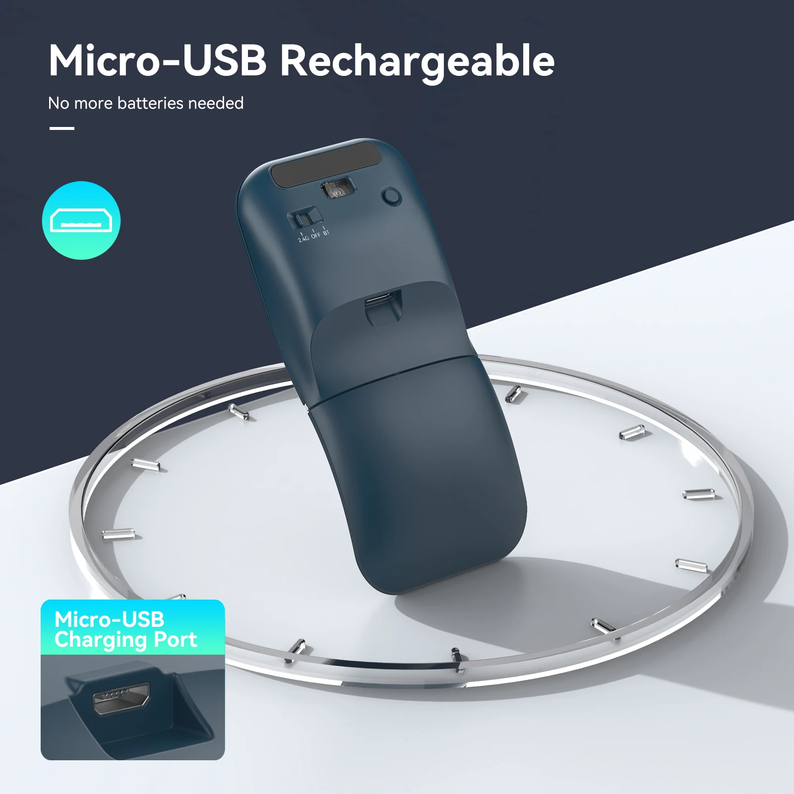Jomaa Tri Mode Custom Bluetooth Wireless Mouse Rechargeable Ultra Thin Silent Rotatable Arc for Tablet Desktop Laptop Accessory