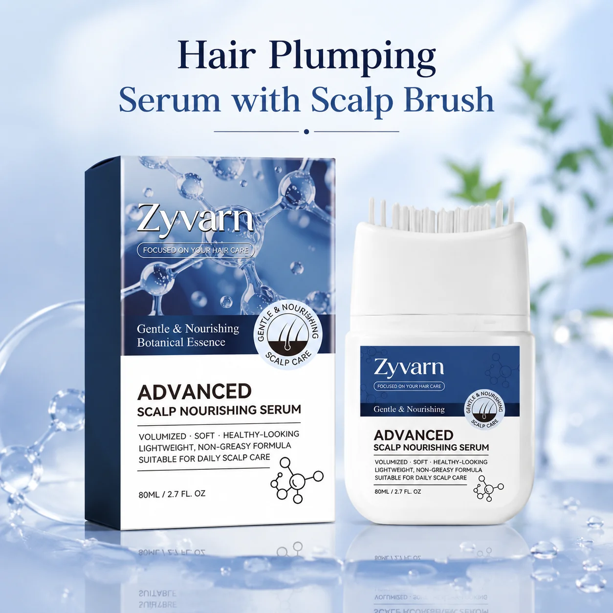 Biotin Volumizing Hair Serum With Scalp Massager,Deep Repair Damaged Hair Follicle Improve Scalp Environment Promote Hair Growth