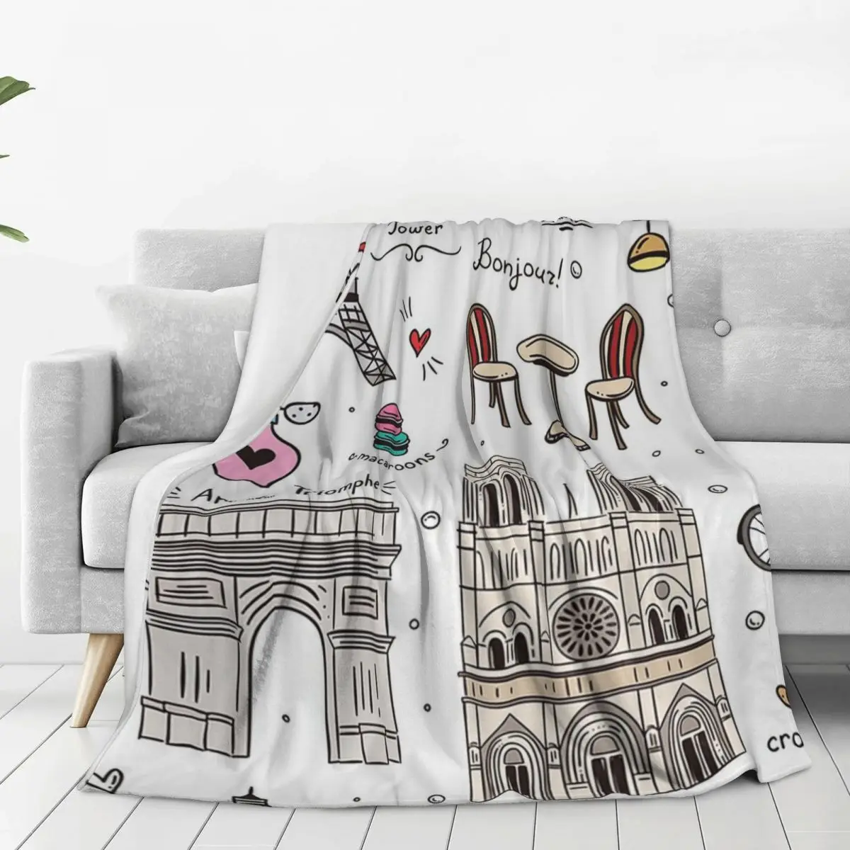 Paris Pattern Colors Blanket Fleece Portable Sofa Throw Blankets For Home Bedroom Travel Throws Bedspread Quilt