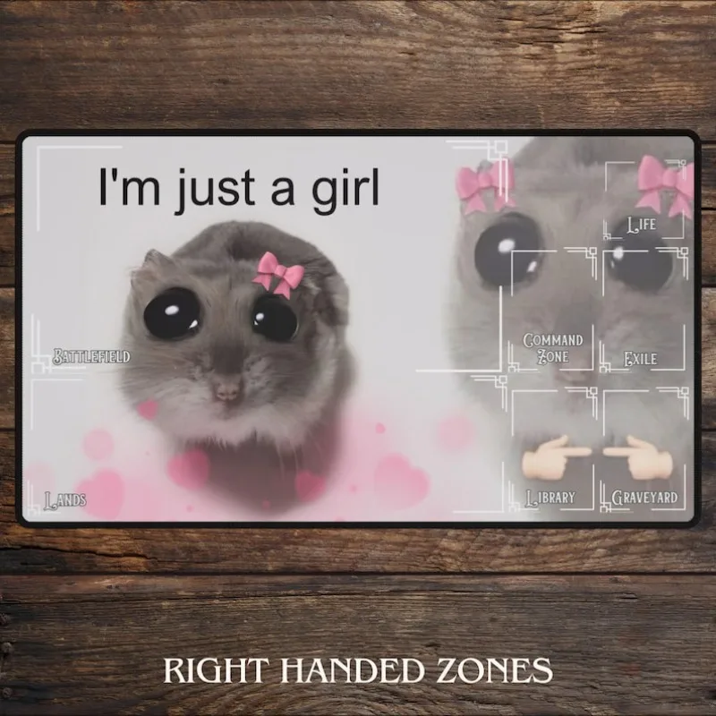 Spielmatte für MTG-Fans „I'm Just a Girl“, Anime-Schreibtischmatte, magische Kartenspiele, individuelle Spielmatte, Mauspad, MTG-Zubehör, Spielmatten