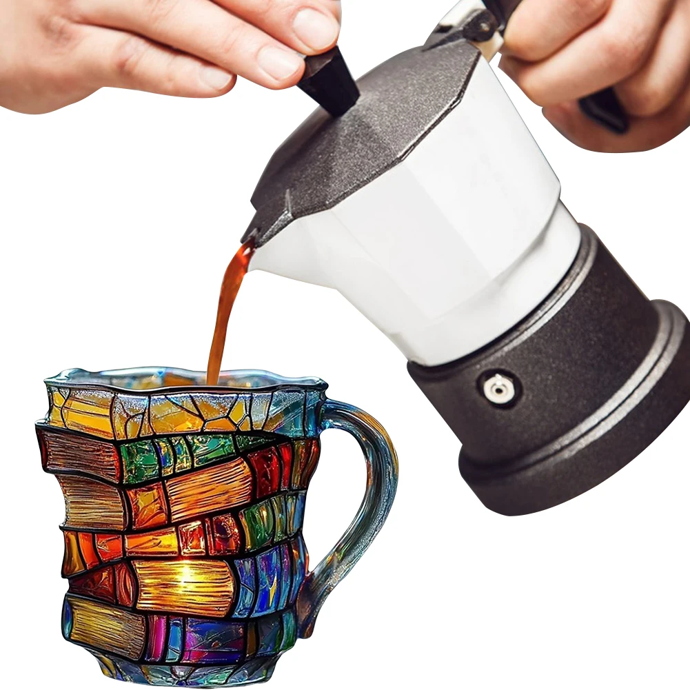 

3D Book Stack Coffee Mug Unique Books Stack Coffee Cup Colored Glass Books Coffee Mug for Literature Lovers Collection Gifts