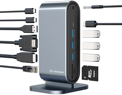 

Портативный мультипортовый USB-хаб с поддержкой двух мониторов и USB 3.0