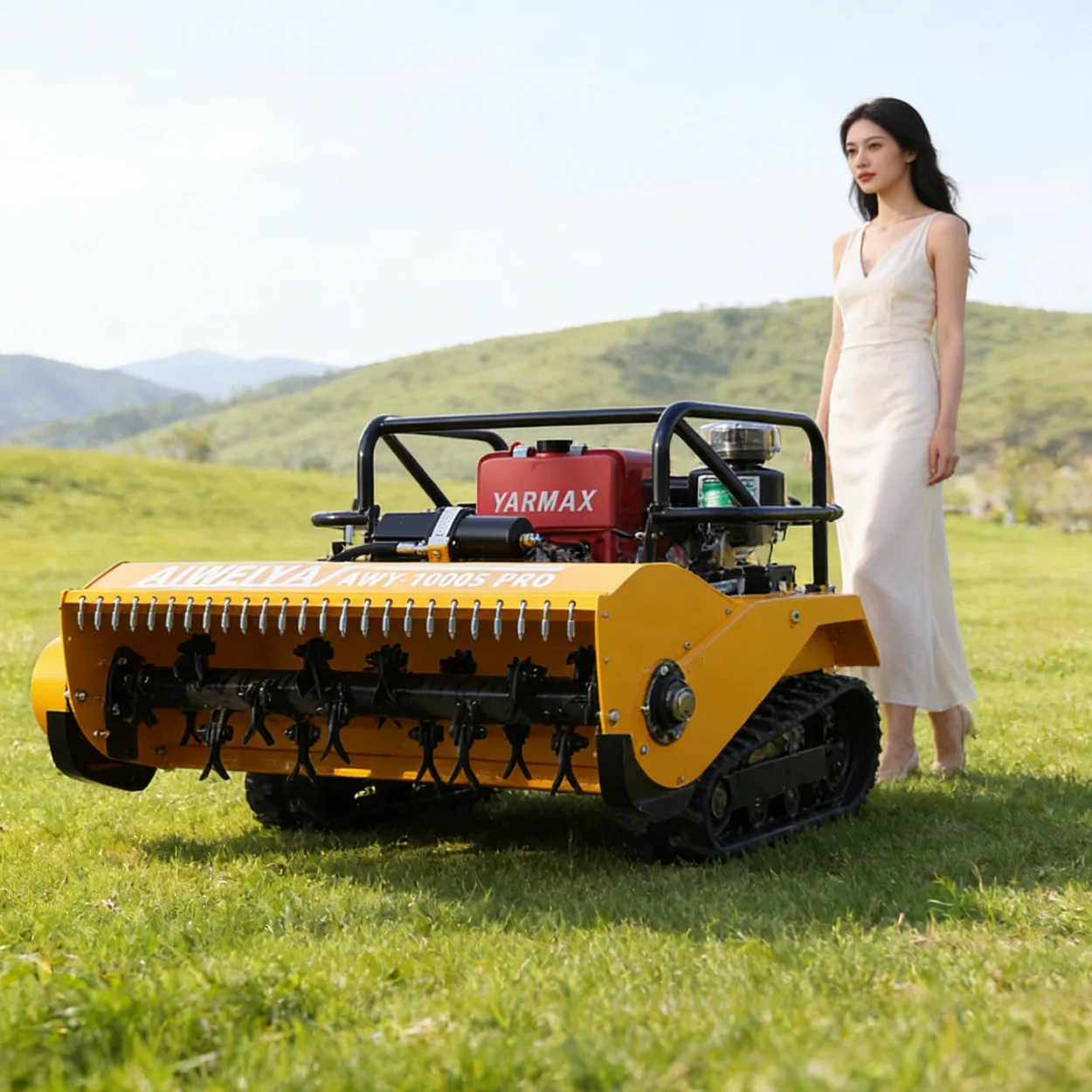 

Customized remote-controlled lawn mower, low fuel consumption, commercial and farm flail lawn mower machine