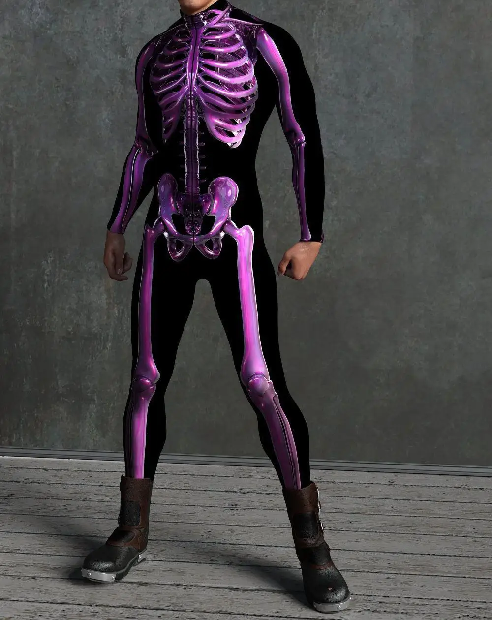 Herren Regenbogen-Party-Punk-Jumpsuit Onesie Halloween Cosplay Kostüm Elastischer Party-Performance-Bodysuit – Detail 25