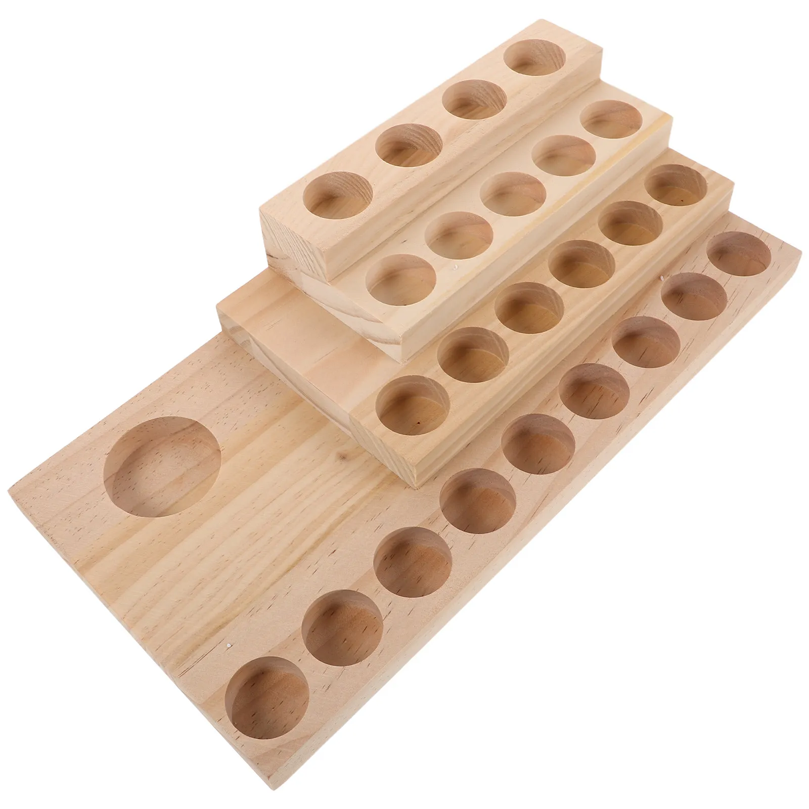 4-Tier Essential Oil Rack Wooden Display Stand for Aromatherapy Oil Holders Space Saving Solid Wood Countertop Organizer Kitchen