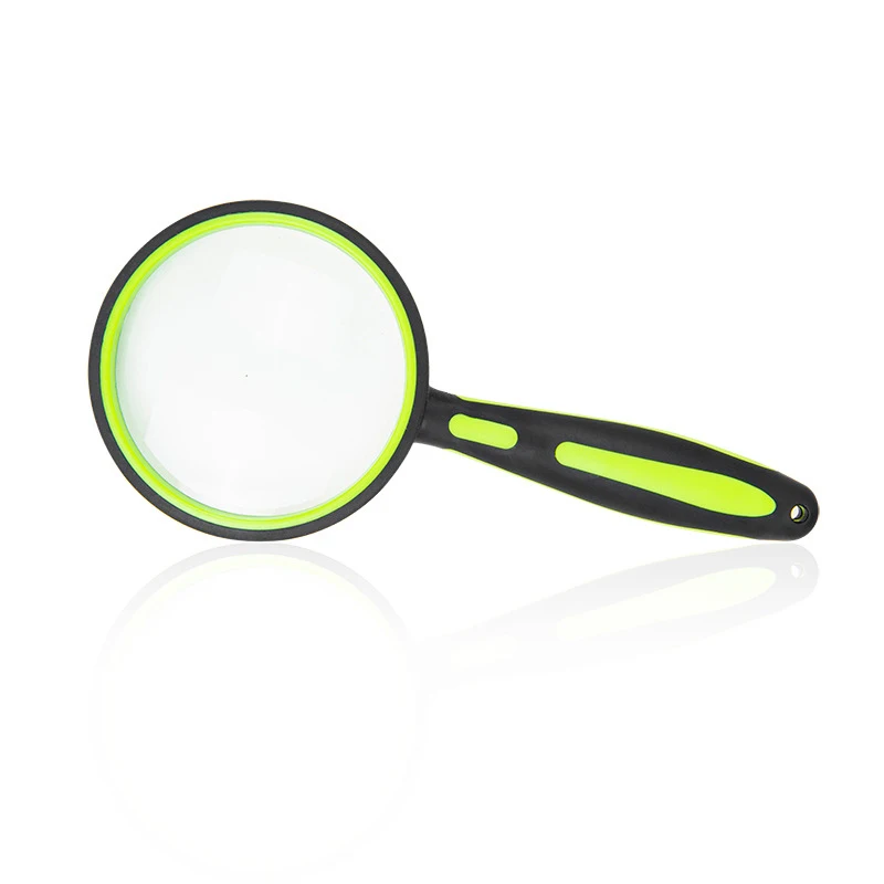 Handheld Magnifying Glass Rubber Handle Magnifier 50/60/75/100mm Lens Diameter for Antique Jade Jewelry Newspaper Book Reading